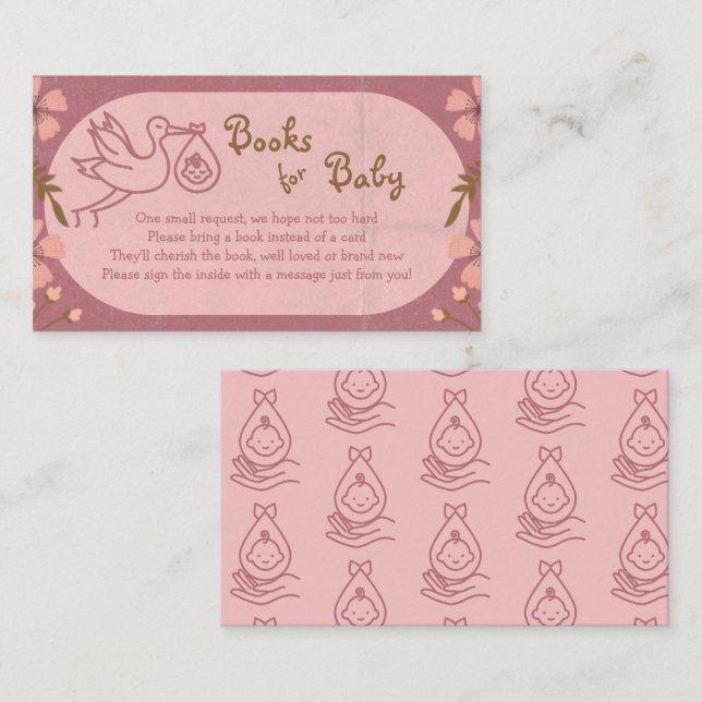 Books for Baby Stork Carrying Baby Enclosure Card (Front/Back)