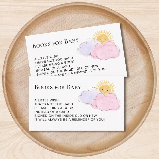Books For Baby Sun And Clouds Girl's Baby Shower  Enclosure Card (Creator Uploaded)