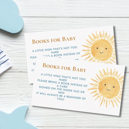Books For Baby Sun Boys Baby Shower Enclosure Card