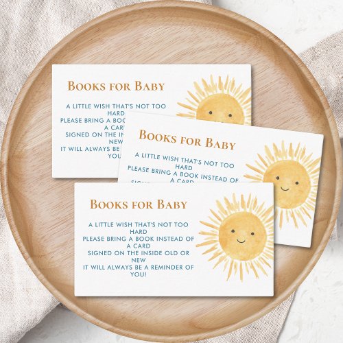 Books For Baby Sun Boys Baby Shower Enclosure Card