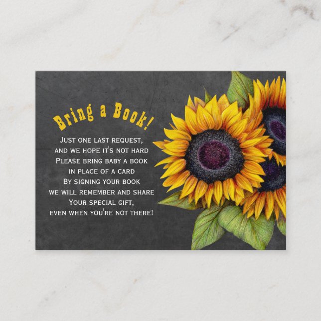 Books for baby sunflower bring a book insert card (Front)