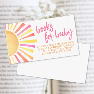 Books For Baby Sunshine Pink Sun Baby Shower Enclosure Card