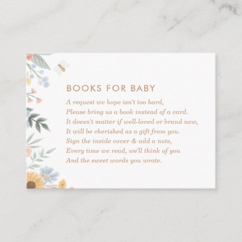 Books for Baby Sweet as can Bee Baby Shower Enclosure Card