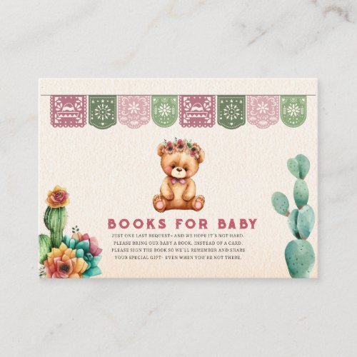 Books for Baby Taco Teddy Bear Baby Shower Fiesta Enclosure Card