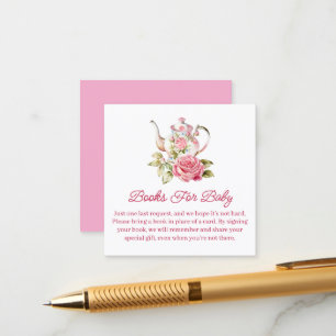 books for baby, tea party girl baby shower  enclosure card