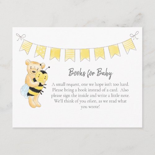 Books For Baby Teddy Bear and Bee Enclosure Card