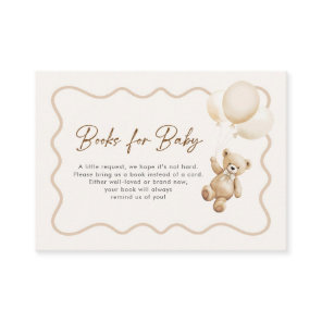 Books For Baby Teddy Bear Baby Shower Enclosure Card