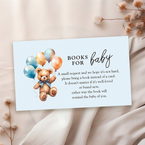 Books for Baby Teddy Bear Boy Baby Shower Enclosure Card