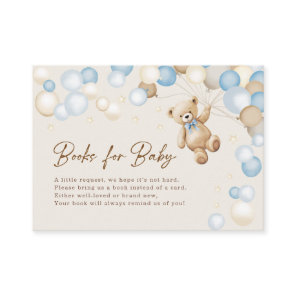 Books For Baby Teddy Bear Boy Baby Shower Enclosure Card