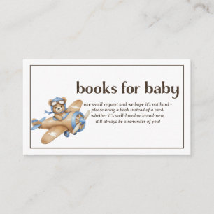 Books For Baby Teddy Bear Pilot Baby Boy Shower Enclosure Card