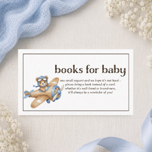 Books For Baby Teddy Bear Pilot Baby Boy Shower Enclosure Card