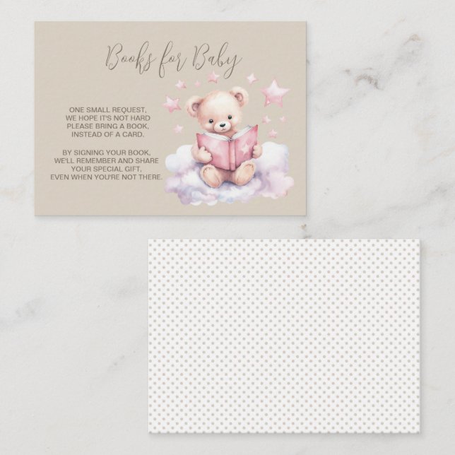 Books For Baby - Teddy Bear Reading Book  Enclosure Card (Front/Back)