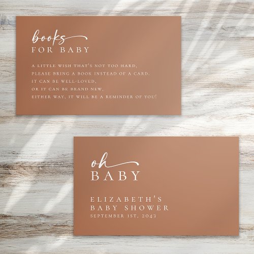 Books for Baby Terracotta Minimalist Baby Shower Enclosure Card