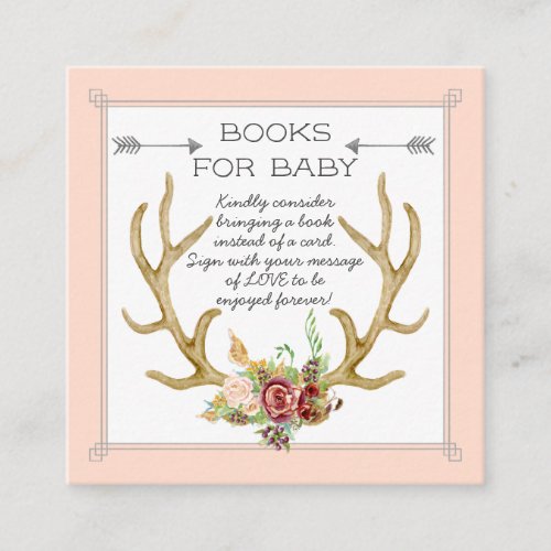 Books for Baby Ticket Boho Deer Antler Blush Roses