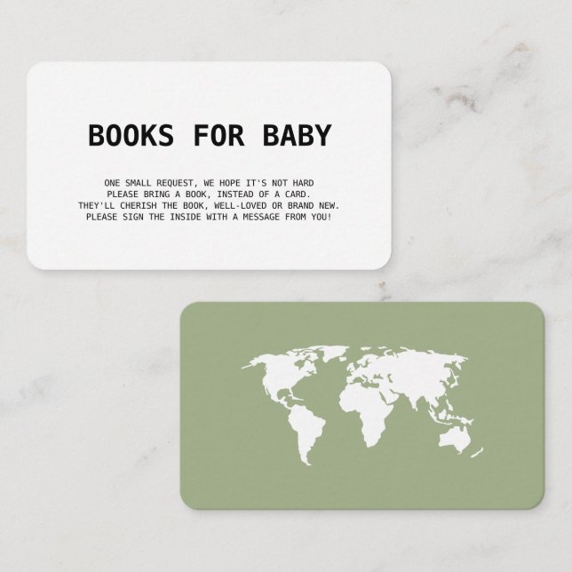 Books for Baby Travel Boarding Pass Sage Green Enclosure Card (Front/Back)