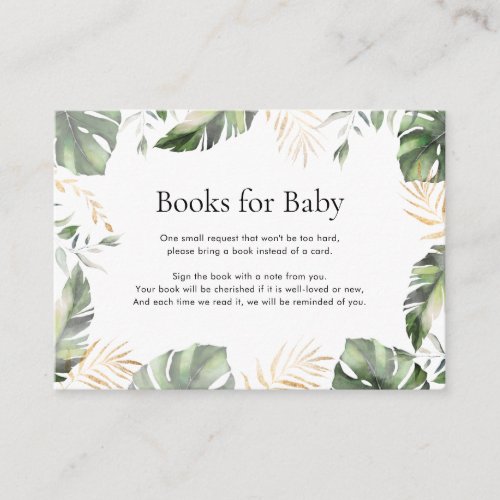 Books for Baby Tropical Palm Safari Baby Shower Enclosure Card