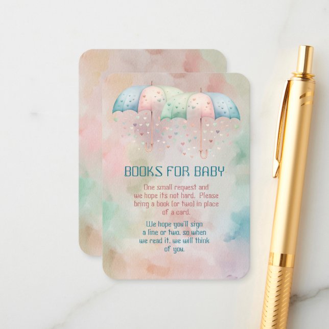 Books For Baby Twins Boy and Girl Shower  Enclosure Card (Front/Back In Situ)