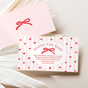 Books for baby Valentines hearts Bow Baby Shower Enclosure Card