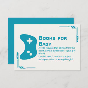  Books for Baby Video Game Controller Baby Shower Enclosure Card