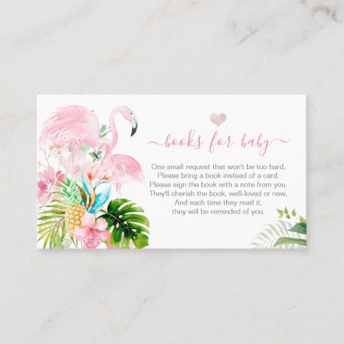 Books for Baby Watercolor Blush Pink Flamingos Enc Place Card