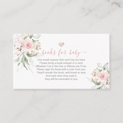 Books for Baby Watercolor Blush Pink Rose Enclosure Card
