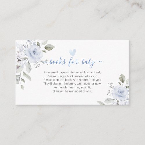 Books for Baby Watercolor Dusty Blue Rose Enclosure Card