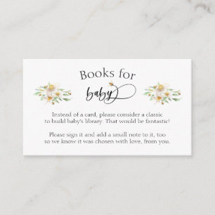 Books For Baby Watercolor Floral Baby Shower Enclosure Card