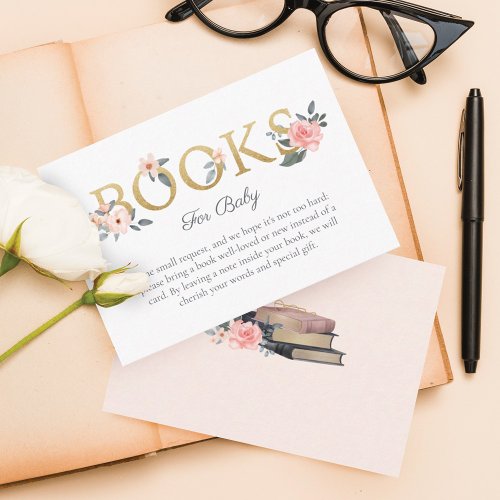 Books for Baby Watercolor Floral Blush Rose  Book Enclosure Card