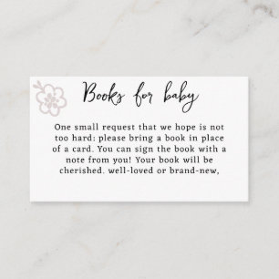 Books for Baby White & Black Spring Baby Shower  Enclosure Card