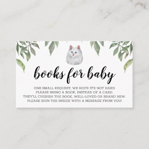 Books for Baby White Persian cat Boho Greenery Enclosure Card