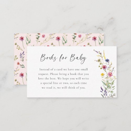 Books For Baby Wildflower Floral Baby Shower Enclosure Card