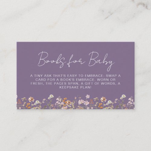 Books for Baby Wildflower Purple Baby Shower Enclosure Card