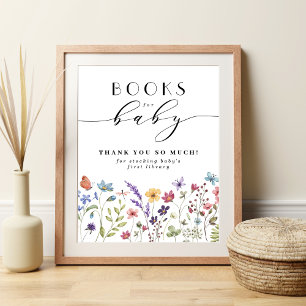 Books for baby wildflower spring baby shower poster