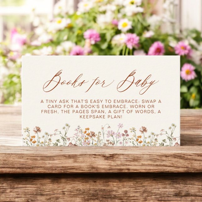 Books for Baby Wildflower Terracotta Baby Shower Enclosure Card (Creator Uploaded)