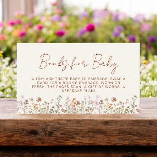 Books for Baby Wildflower Terracotta Baby Shower Enclosure Card