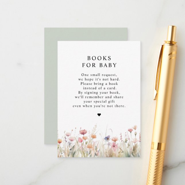Books for Baby | Wildflowers Spring Baby Shower Enclosure Card (Front/Back In Situ)