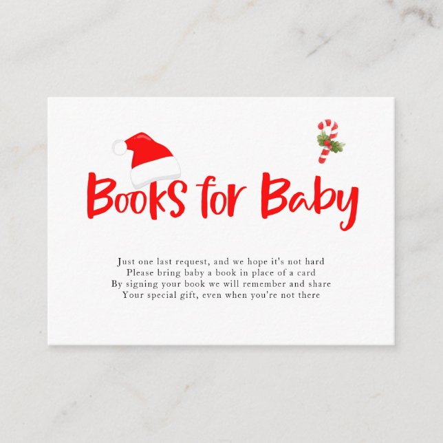 Books for Baby Winter Holiday Baby Shower Enclosure Card (Front)