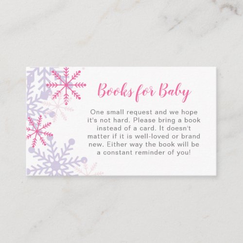 Books for Baby Winter Wonderland Baby Shower Pink Enclosure Card