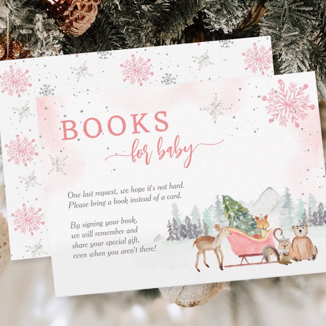 Books for Baby Winter Woodland Baby Shower Enclosure Card (Creator Uploaded)