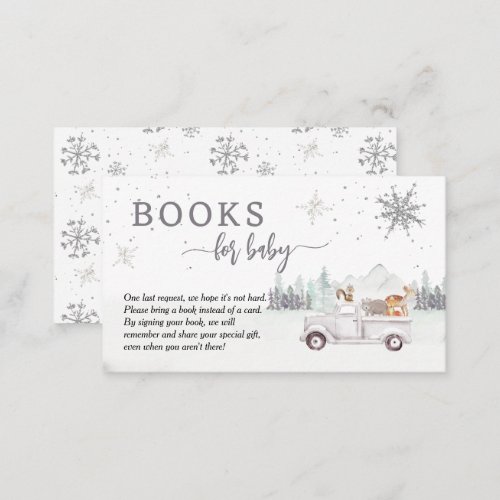 Books for Baby Winter Woodland Baby Shower Enclosure Card