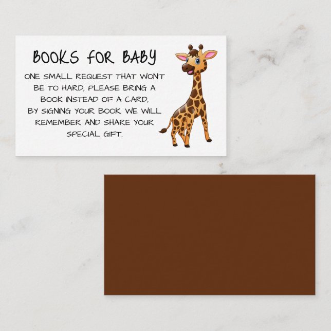 Books for Baby with Giraffe Enclosure Card (Front/Back)