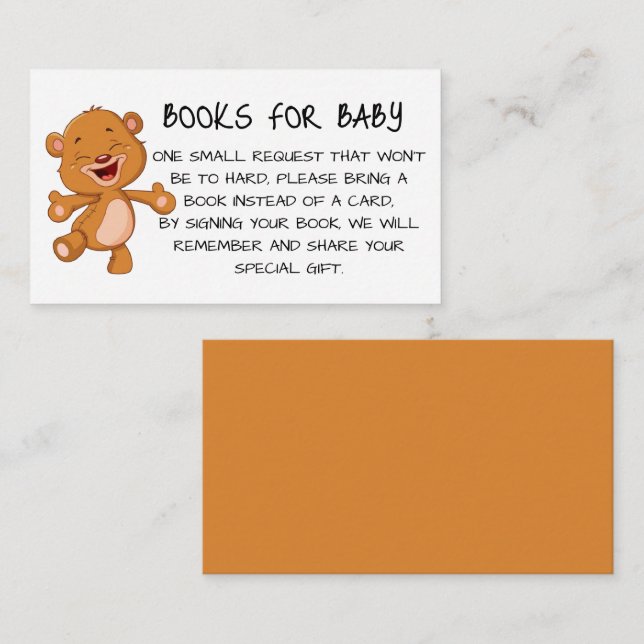 Books for Baby with Teddy Bear Enclosure Card (Front/Back)