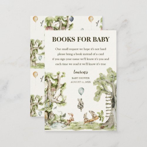Books for Baby Woodland Animals Watercolor Shower Enclosure Card