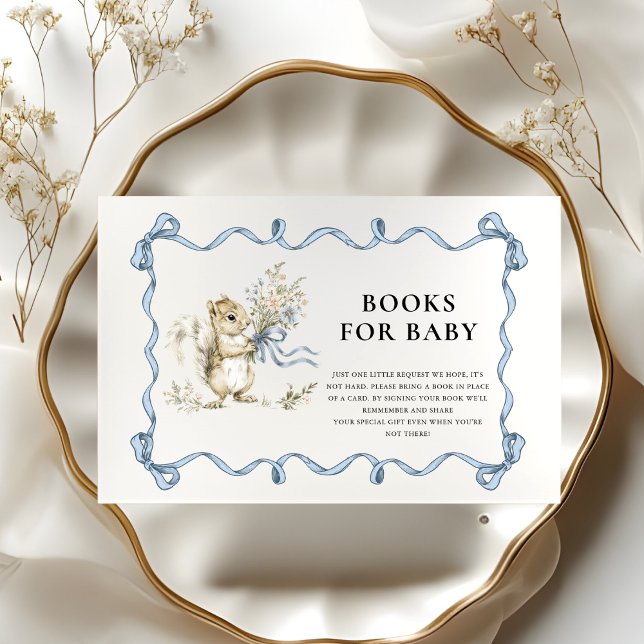 Books for Baby Woodland Squirrel Blue Bow   Enclosure Card (Creator Uploaded)