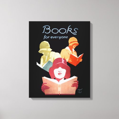 Books for Everyone Vintage Art Deco Library Ad Canvas Print