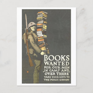 Books for Soldiers Vintage Poster Postcard