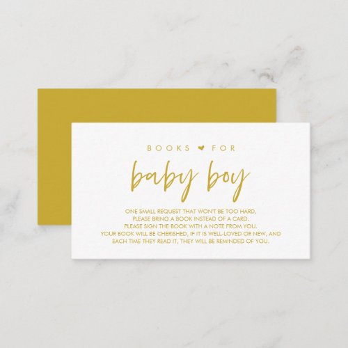 Books for the baby boy Modern Yellow Gold Enclosure Card