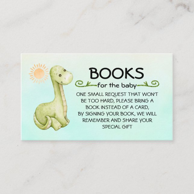 Books for the Baby Cute Dinosaur Theme Enclosure Card (Front)
