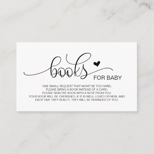 Books for the baby Hand Lettered Black Script Enclosure Card