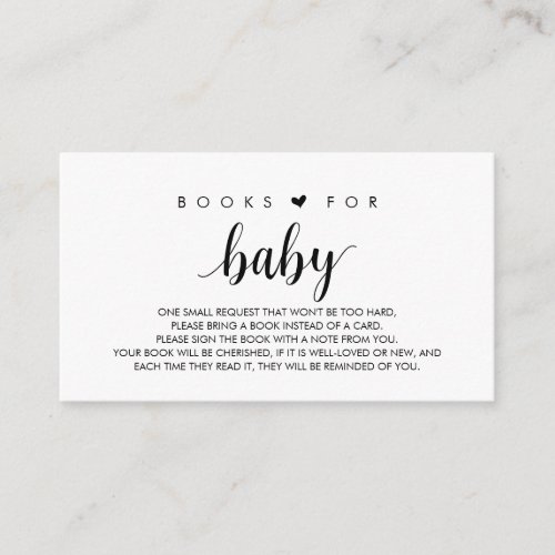 Books for the baby Modern Cute Black Script Enclo Enclosure Card